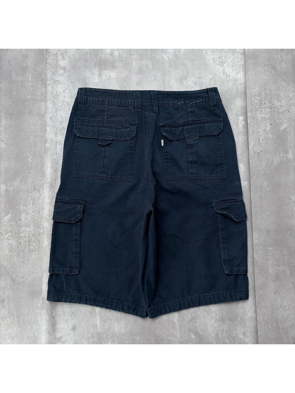Y2K Navy Pro Club Grunge Baggy Skater Cargo Shorts